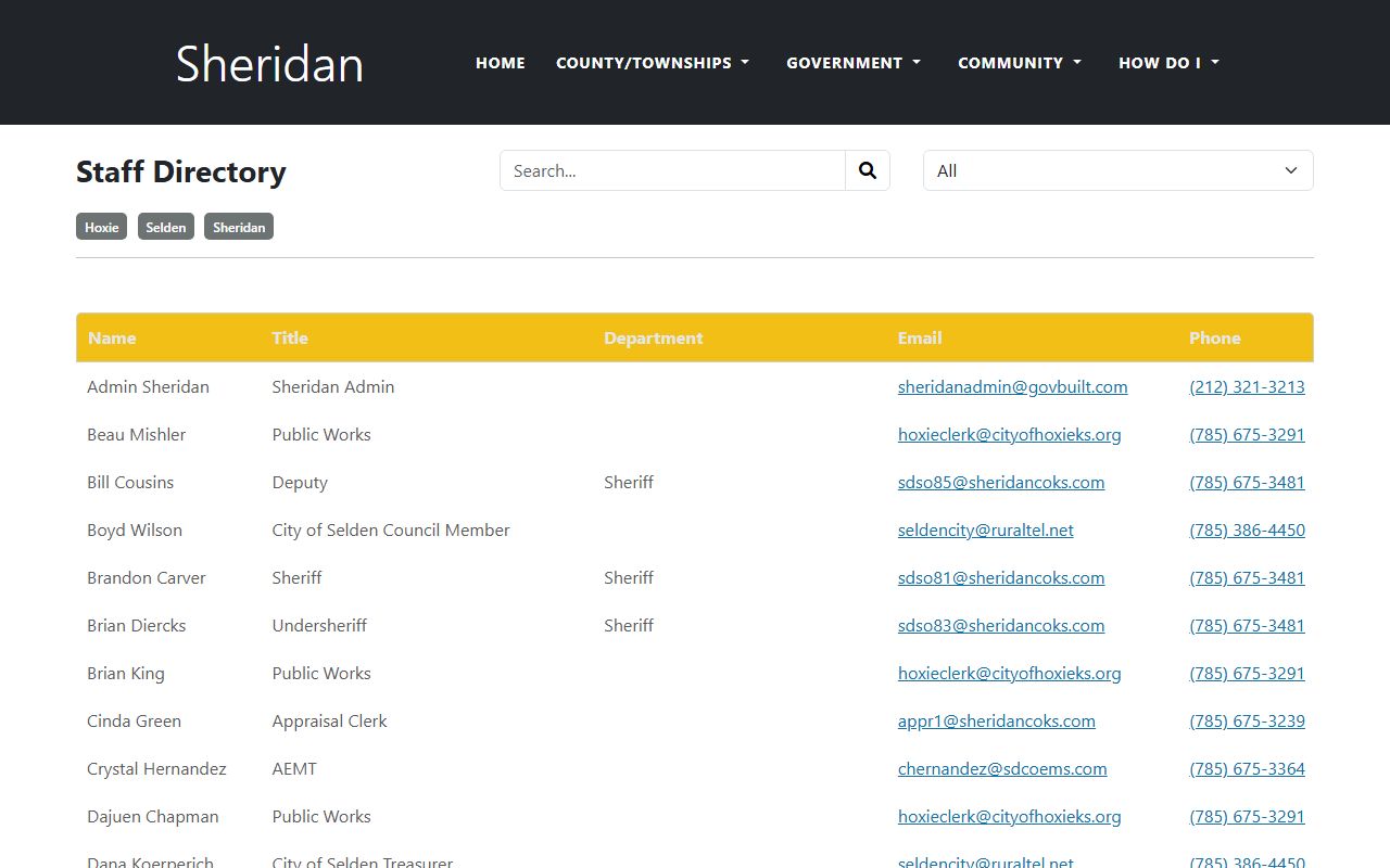 Sheridan County Court records staff directory