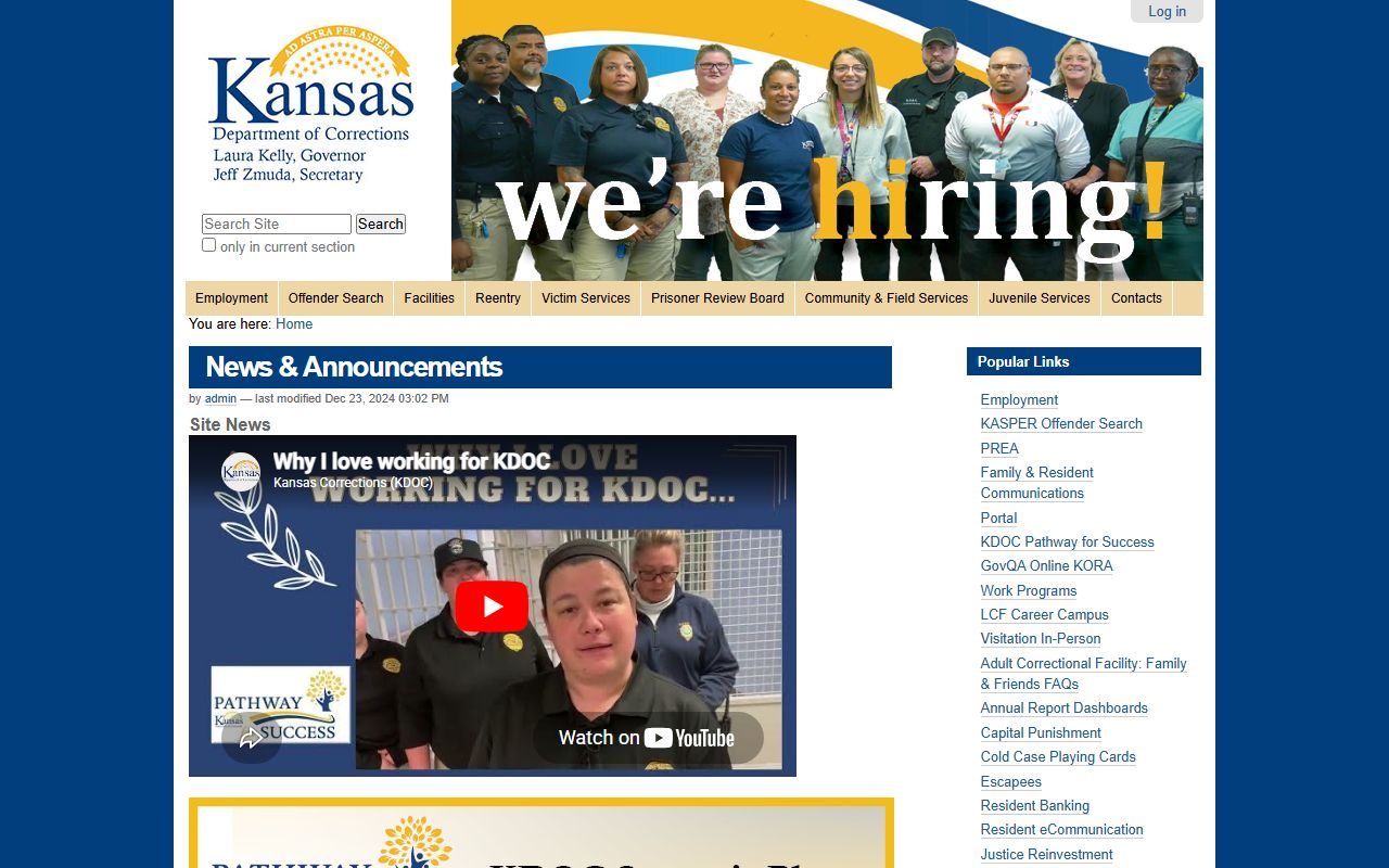 Sheridan County inmate records Kansas Department of Corrections source